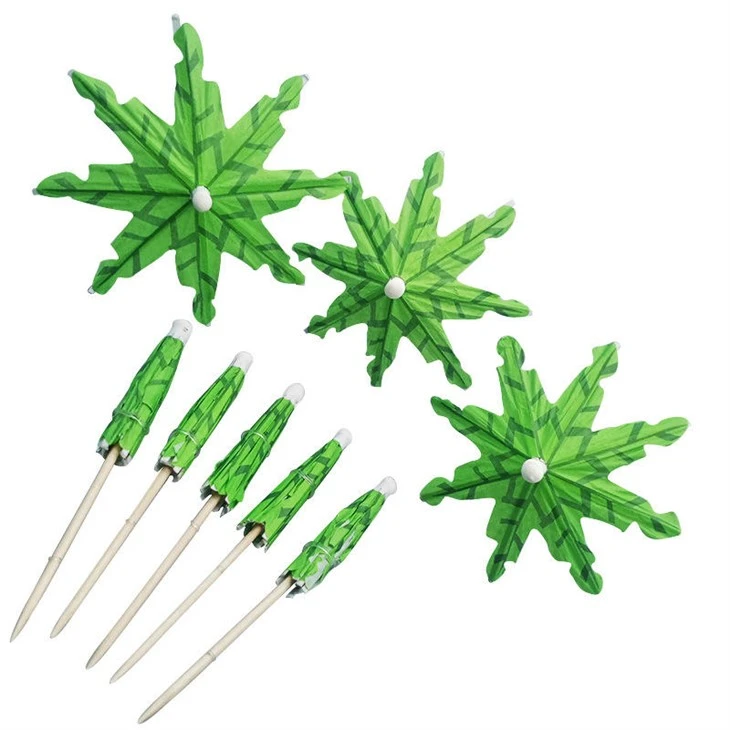 Estick Wooden Biodegradable Individual Custom Bulk Package Wood Polychrome Pick Umbrella